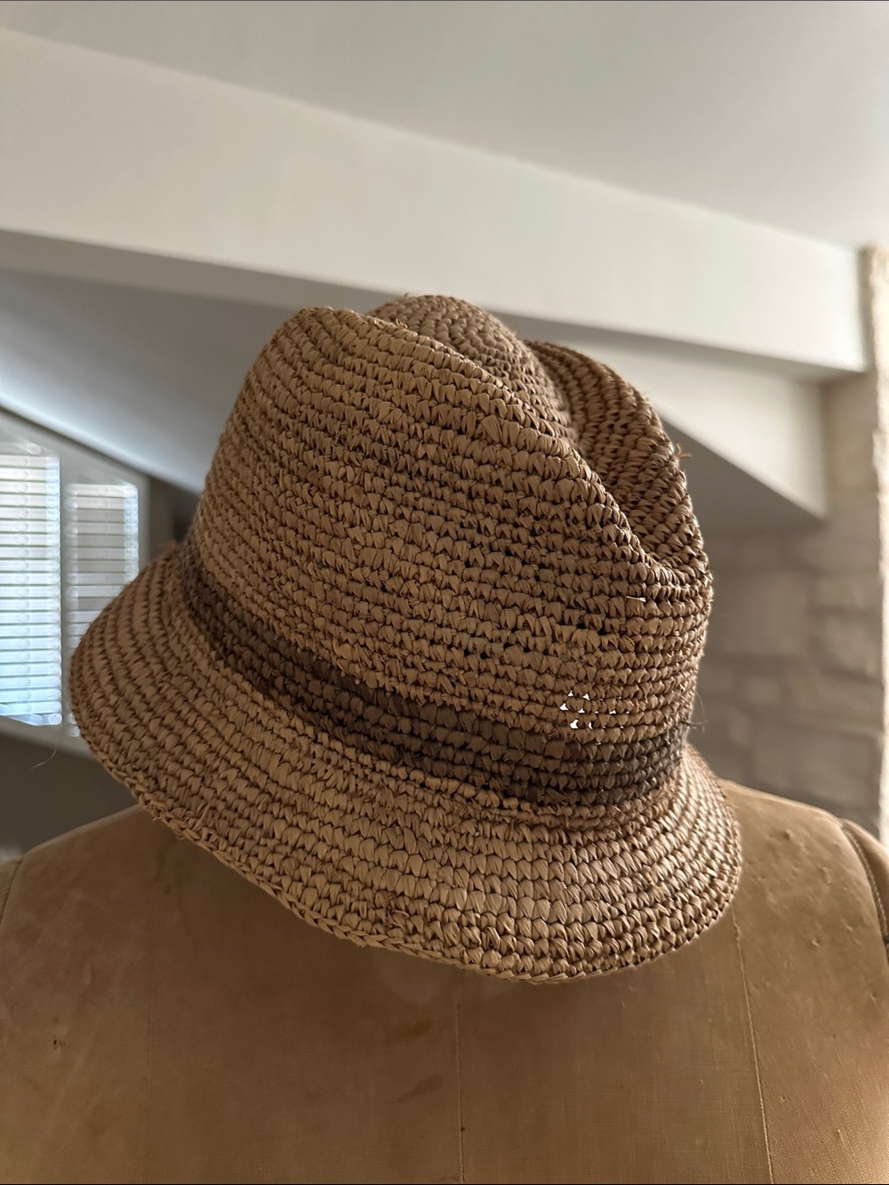 Braided Straw Fedora Hat - Brown